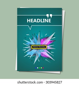 Abstract composition, blue and rosy dots and lines, explosion of geometric shapes, brochure, EPS 10 vector illustration