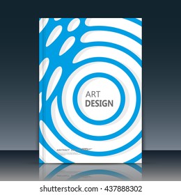 Abstract composition. Blue round curl texture. Circle contour construction. Circumstances parts. White a4 brochure title sheet. Creative sphere figure icon surface. Banner form. Orb lines flyer font
