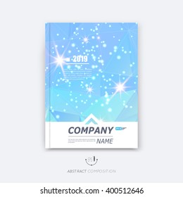 Abstract composition, blue sky polygonal texture, triangle part construction, line plexus, a4 brochure title sheet, creative figure icon, crystal facets, azure diamond surface, banner form, flyer font