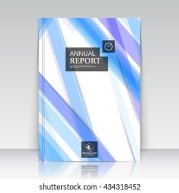 Abstract composition. Blue, violet line font texture. Multicolor section trademark construction. White a4 brochure title sheet. Creative figure logo icon. Commercial offer. Banner form. Ad flyer fiber
