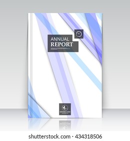 Abstract composition. Blue, violet line font texture. Multicolor section trademark construction. White a4 brochure title sheet. Creative figure logo icon. Commercial offer. Banner form. Ad flyer fiber