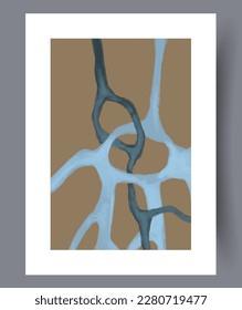Abstract composition bohemian stripes wall art print. Contemporary decorative background with stripes. Wall artwork for interior design. Printable minimal abstract composition poster.