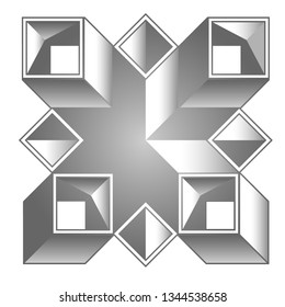 Abstract composition breaking space from cuboids