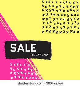 Abstract composition in bright pink, pink, purple, blue, yellow. Modern design sale poster, flyer, brochure design. Sale background. Big sale. Sale tag. Sale poster. Sale vector. Super Sale.