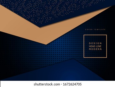 Abstract composition of bright triangles on a dark background from a texture with round perforations. Layering, the effect of light in the center. Template for cover, banner, brochure, business card