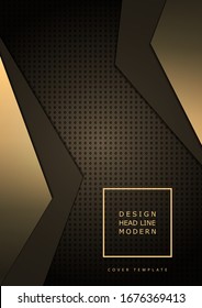 Abstrakte Zusammensetzung heller Dreiecke auf dunklem Hintergrund aus einer Textur mit runden Perforationen. Lagen, die Wirkung des Lichts in der Mitte. Vorlage für Cover, Banner, Broschüre, Visitenkarte. 