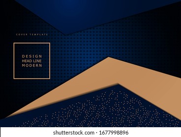 Abstract composition of bright triangles on a dark background from a texture with round perforations. Layering, the effect of light in the center. Template for cover, banner, brochure, business card. 