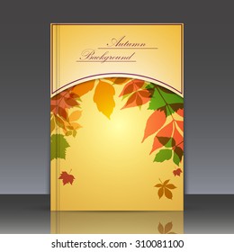 Abstract composition, brochure title sheet, half circle with leaves, autumn events advertisement, seasonal sale flayer, biological carving, eco design, botanical print, EPS 10 vector illustration