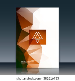 Abstract composition. Brown a4 brochure title sheet. Ad figure design. Annual report cover. Creative text frame surface. Firm banner form. Amber crystal facets. Flyer fiber art. Logo emblem icon.    