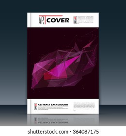 Abstract composition, business card, pink alien planet, a4 brochure title sheet, creative triangle figure, logo sign, firm banner form, star, outer space flier fashion, neon matrix, EPS10 illustration