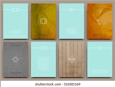 Abstract composition, business card set, correspondence letter collection, brochure title sheet, certificate, diploma, patent, charter, text frame, geometric logo backdrop, EPS 10 vector illustration