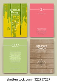 Abstract composition, business card set, bamboo wood structure, paint blur sheet, smeary brochure title, blotch correspondence collection, stain spotted sloppy paper, logo construction, EPS 10 vector