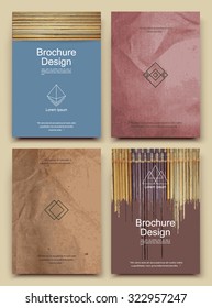 Abstract composition, business card set, bamboo wood structure, crumpled paper sheet, brochure title, pattered parchment correspondence collection, wrinkled papyrus logo construction, EPS 10 vector  