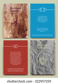 Abstract composition, business card set, crumpled a4 paper sheet, pattered parchment, wrinkled correspondence collection, mussy brochure, creazy papyrus logo construction, EPS 10 vector illustration