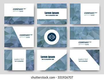 Abstract composition, business card set, correspondence letter collection, brochure title sheet, certificate, diploma, patent, charter, figure frame surface, polygonal diamond backdrop, EPS10 vector