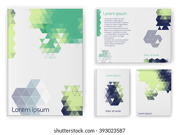 Abstract composition, business card set. A4 design sheet