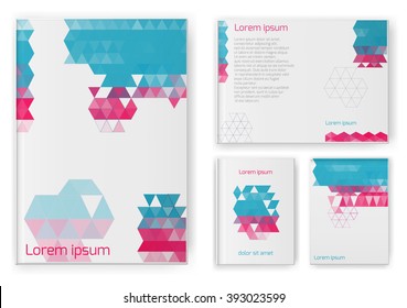 Abstract composition, business card set. A4 design sheet