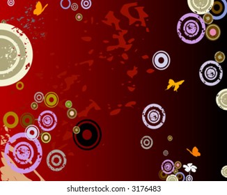 abstract composition with butterflies and circles