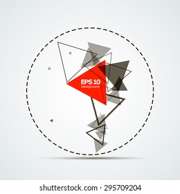 Abstract composition of a circle with a triangle, red, background | EPS10 vector illustration