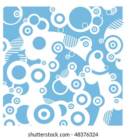 Abstract composition of circles of different diameters, cold colors of winter