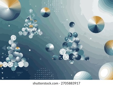 Composición Abstractas de Formas circulares y geométricas en Cool To