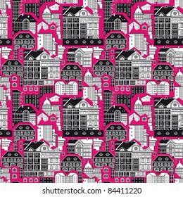Abstract composition - city. Seamless pattern.