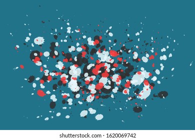Abstract composition of colored blots with torn edges on a dark background. Vector image.