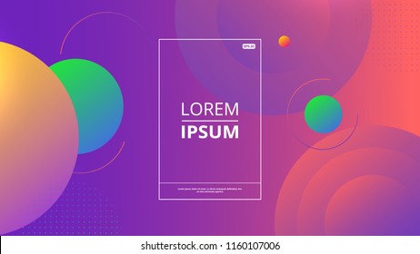 Abstract composition, colored circles. Dynamic shapes composition.Business brochure title sheet, tangled backdrop surface, creative web icon, figure intersection points form.
Minimal geometric banner.