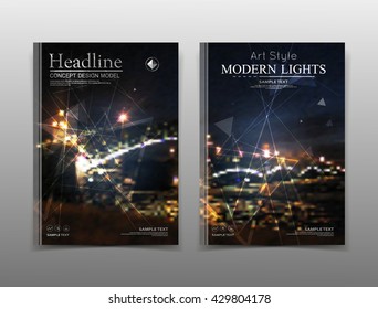 Abstract composition. Colored editable ad image texture. Cover set construction. Urban city view banner form. Black a4 brochure title sheet. Creative figure icon. Nugh lights surface. Flyer text font.