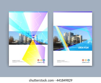Abstract composition. Colored editable ad image texture. Cover set construction. Urban city view banner form. White a4 brochure title sheet. Creative figure icon. Name logo surface. Flyer text font.