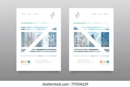 Abstract composition. Colored editable add image texture. Cover set construction. Urban city view banner form. White a4 brochure title sheet. Creative figure icon. Name logo surface. Flyer text font.