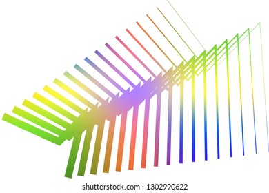 Abstract composition of colored, gradient, curved and straight lines on a white background. Vector image.