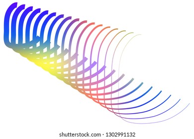 Abstract composition of colored, gradient, radial and straight lines on a white background. Vector image.