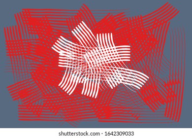 Abstract composition of colored, gradient, randomly arranged brush strokes on a gray background. Vector image.