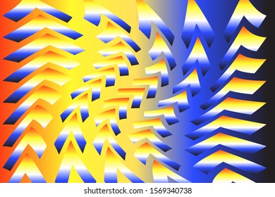 Abstract composition of colored, gradient, swirling geometric shapes on a gradient background. Vector image.