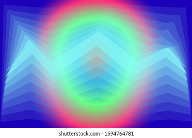 Abstract composition of colored, gradient transitions with a complex shapes on a gradient circle background. Vector image.