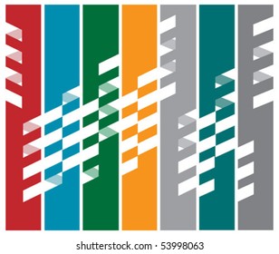 Abstract composition of colored stripes on a white background