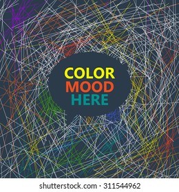 Abstract composition, colored thread interlacement base, motley swirl basis, spider net bottom, twiddle interlock texture, plexus background, tangle title sheet, quirk, EPS 10 vector illustration