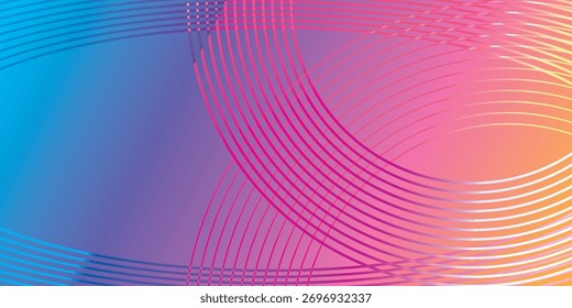 Abstract Composition of Colorful Curved Lines and Gradients