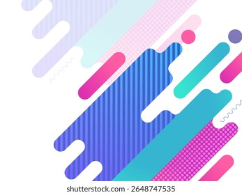 Una composición abstracta de Formas geométricas de colores, con Gradientes suaves de tonos rosa, púrpura y azul, adecuada para diseños digitales o proyectos creativos que necesitan un aspecto vibrante y dinámico