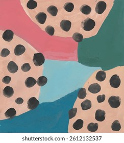 Abstract Composition with Colorful Shapes and Dots