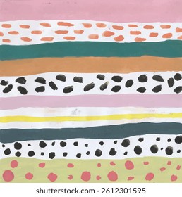 Abstract Composition with Colorful Stripes and Spots