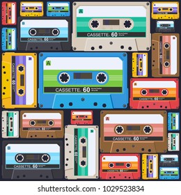 Abstract composition from compact cassettes.