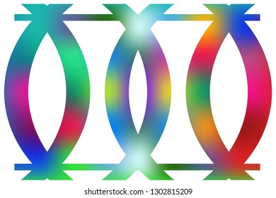 Abstract composition of complex geometric, color, gradient shapes on a white background. Vector image.