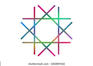 Abstract composition of complex geometric, color, gradient shapes on a white background. Vector image.
