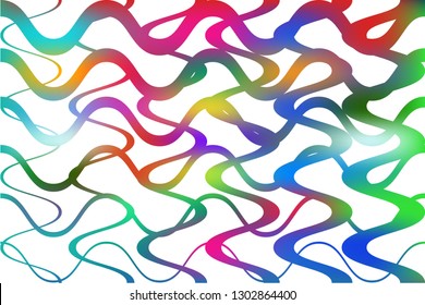Abstract composition of complex geometric, color, gradient, grid, curved lines on a white background. Vector image.