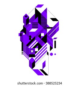 Abstract composition of complex geometric shapes. Style of modern art and graffiti. The design element is isolated on a white background, it's very simple to change main or background color.