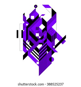 Abstract composition of complex geometric shapes. Style of modern art and graffiti. The design element is isolated on a white background, it's very simple to change main or background color.