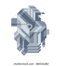 Abstract composition of complicated geometric shapes. Style of modern art and graffiti. The design element is isolated on a white background, suitable for prints, posters and covers.