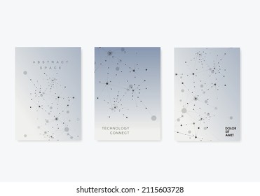 Abstract composition with connect dots and lines Business molecular atomic collection. A4 brochure title certificate, creative presentation. Polygonal shapes background